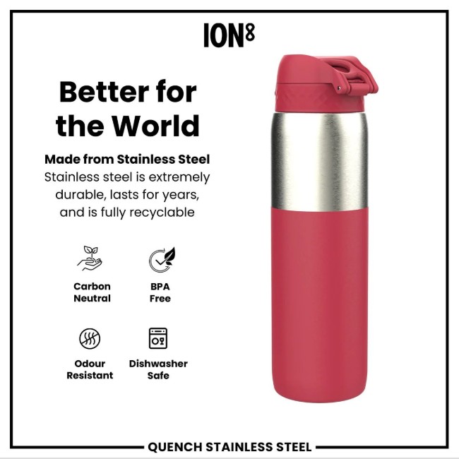 Бутилка за вода, неръждаема стомана, 920 ml, Viva Magenta - Ion8