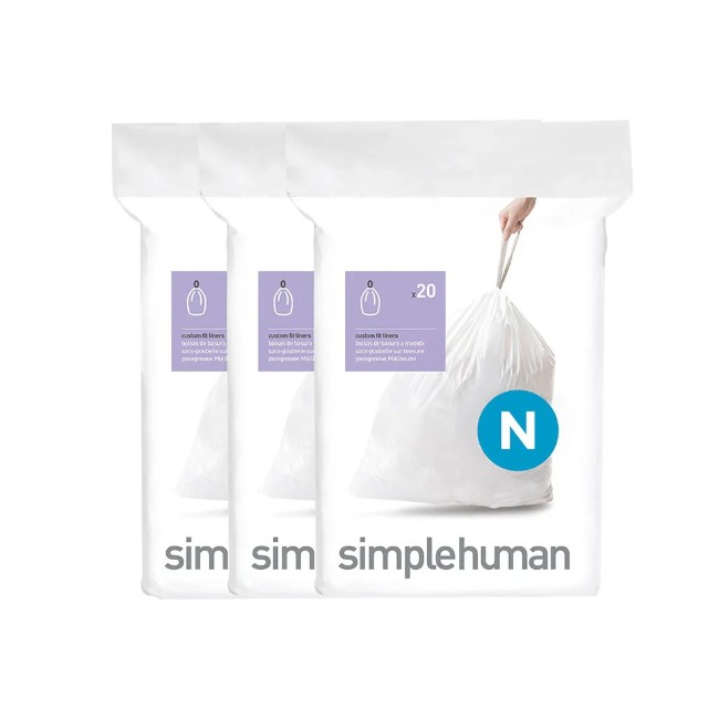 Комплект торби за боклук, код N, 45-50 л/ 60 бр., пластмасови - simplehuman