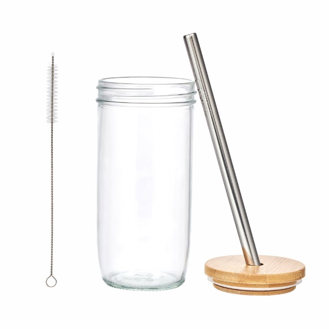 Чаша за bubble tea, с капак и сламка, направена от стъкло, 650 ml – La Cafetière