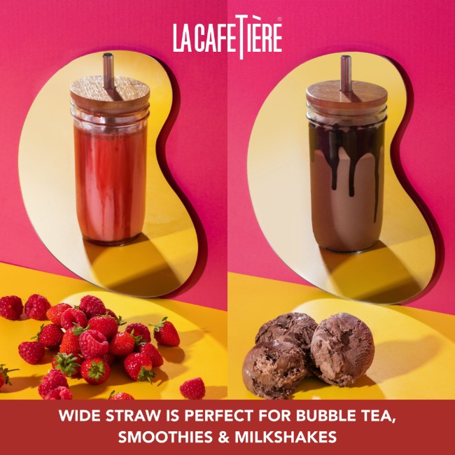 Чаша за bubble tea, с капак и сламка, направена от стъкло, 650 ml – La Cafetière