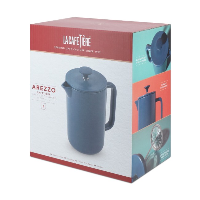 Френска преса Cafetière, керамика, 1 л, "Арецо", тъмносиня – La Cafetière