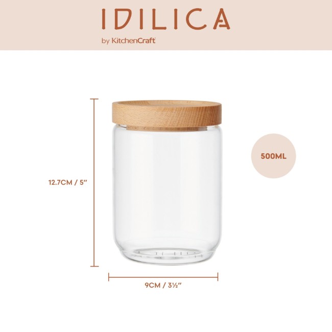 Буркан за съхранение, изработен от стъкло, 500 мл, с бамбуков капак, "Idilica" - Kitchen Craft