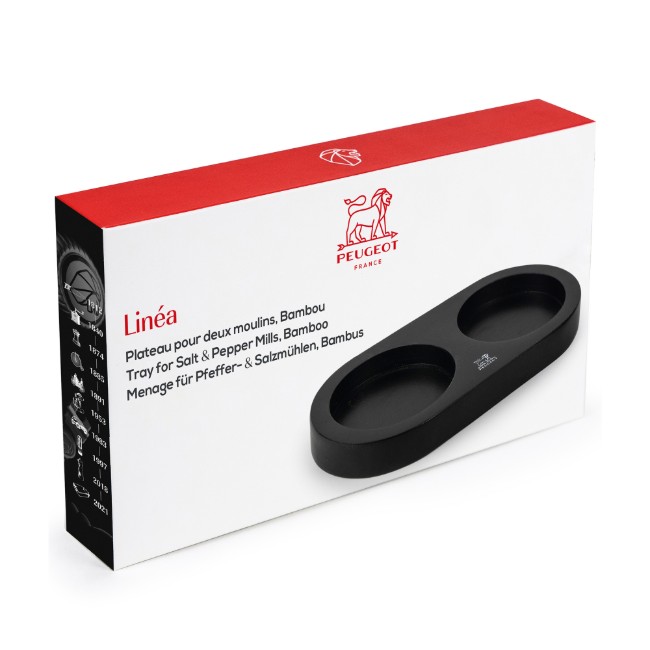 Стойка за 2 мелнички, без дръжка, бамбук, "Linea", матово черно - Peugeot