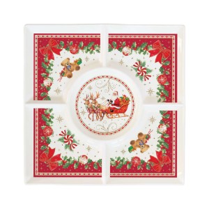 Квадратна поднос за предястия, порцеланов, 25 x 25 см, "Christmas Heritage" - Easy Life