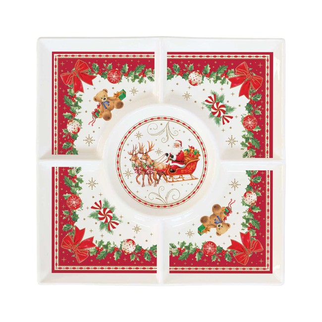 Квадратна поднос за предястия, порцеланов, 25 x 25 см, "Christmas Heritage" - Easy Life