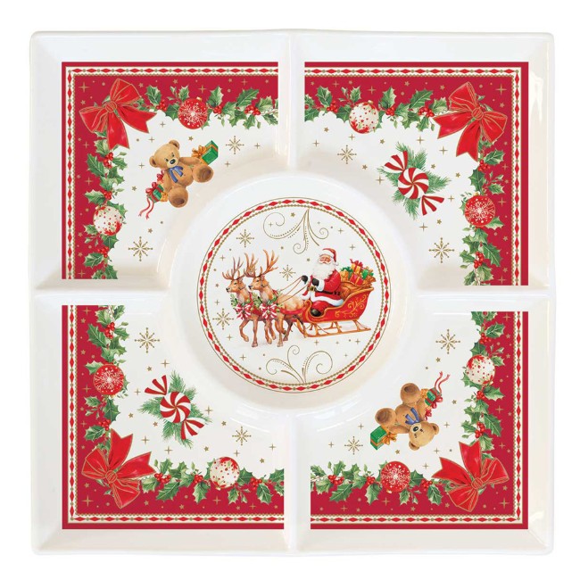 Квадратна поднос за предястия, порцеланов, 25 x 25 см, "Christmas Heritage" - Easy Life
