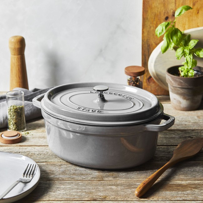 Овален съд за готвене Cocotte, чугун, 31cm/5,5L, Graphite Grey - Staub