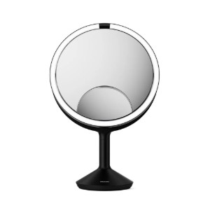 Козметично огледало със сензор, 25 см, "Trio Max", Matte Black Steel - simplehuman