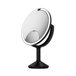 Козметично огледало със сензор, 25 см, "Trio Max", Matte Black Steel - simplehuman