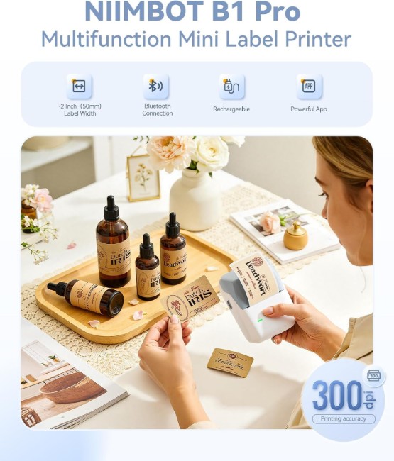 Преносим термопринтер за етикети, модел B1 PRO, Light Blue - NIIMBOT