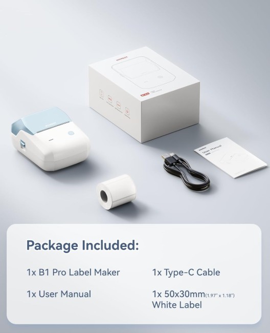 Преносим термопринтер за етикети, модел B1 PRO, Light Blue - NIIMBOT