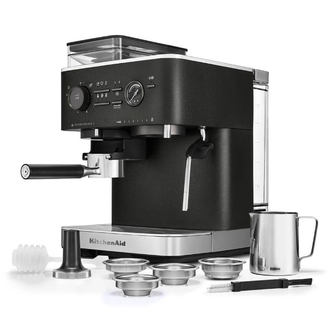 Полуавтоматична електрическа машина за еспресо, 1500W, цвят "Cast Iron Black" - KitchenAid
