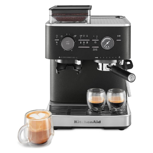 Полуавтоматична електрическа машина за еспресо, 1500W, цвят "Cast Iron Black" - KitchenAid