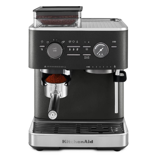 Полуавтоматична електрическа машина за еспресо, 1500W, цвят "Cast Iron Black" - KitchenAid