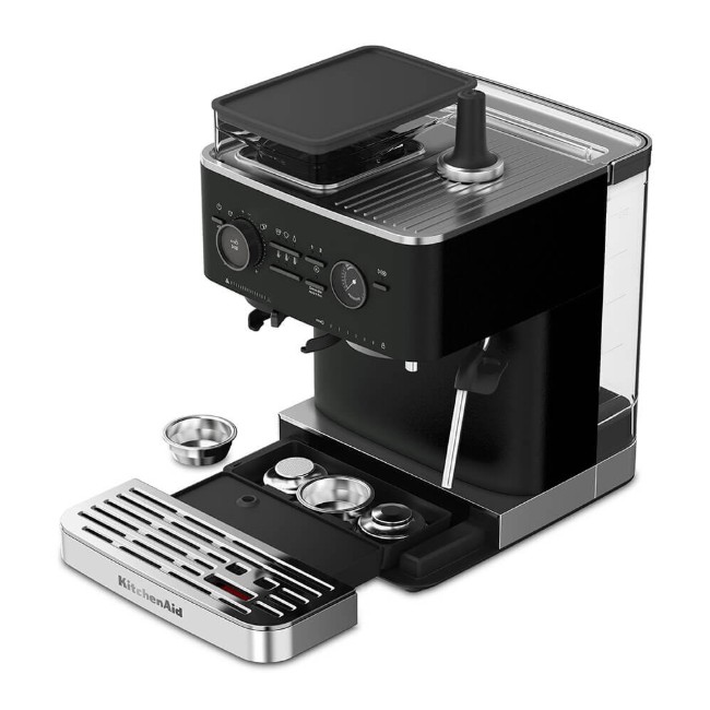 Полуавтоматична електрическа машина за еспресо, 1500W, цвят "Cast Iron Black" - KitchenAid