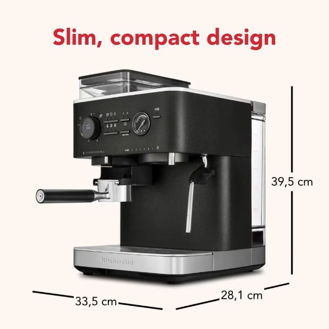 Полуавтоматична електрическа машина за еспресо, 1500W, цвят "Cast Iron Black" - KitchenAid