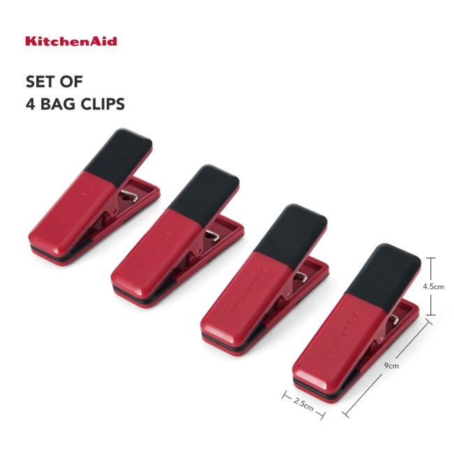 Комплект от 4 щипки за чанта, пластмаса, Empire Red - KitchenAid