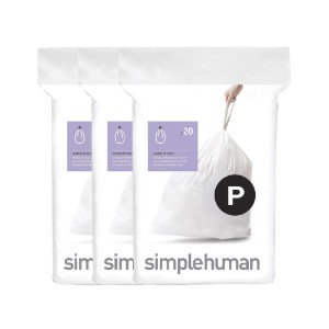 Торби за боклук, код P, 50-60 L / 60 бр. пластмаса - марка "simplehuman".