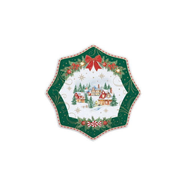 Комплект от 4 десертни чинии, порцеланов, 16 см, "Christmas Heritage" - Easy Life