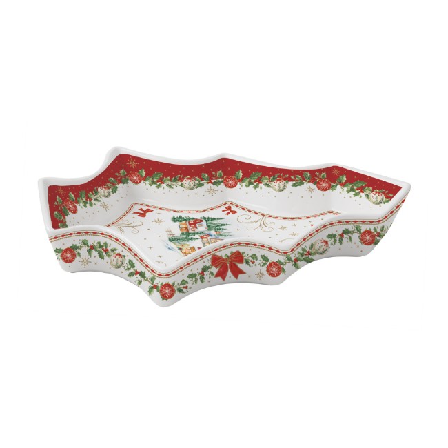 Плато за сервиране във формата на коледна елха, порцелан, 28,5 x 21,5 см, "Christmas Heritage" - Easy Life