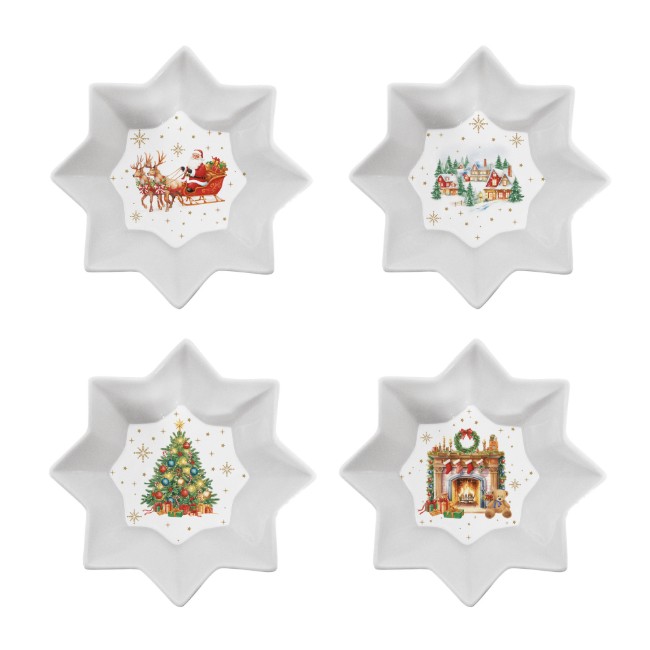 Комплект от 4 мини купи, порцелан, 11 см, "Christmas Heritage" - Easy Life