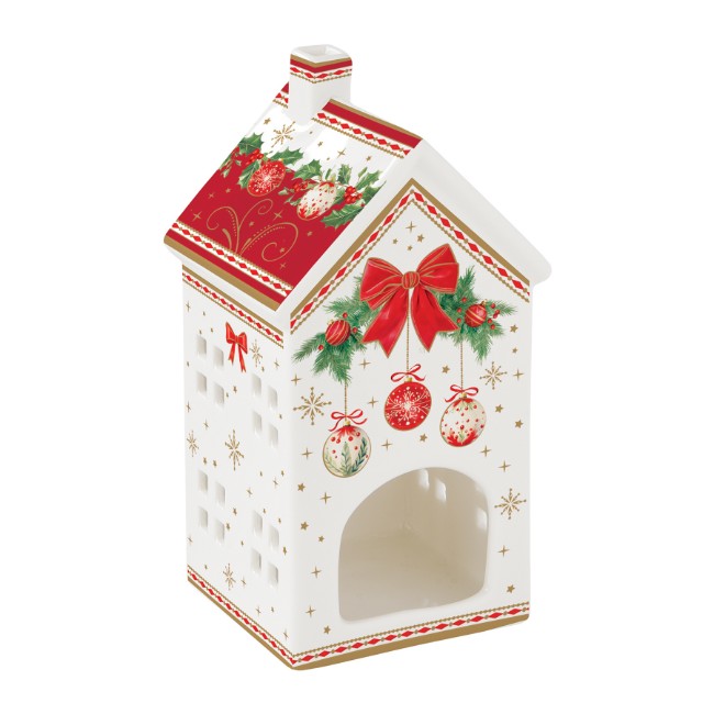 Свещник, порцеланов, 6.5 x 6.5 x 14.5 см, "Christmas Heritage" - Easy Life