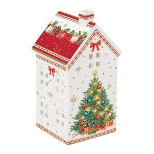 Свещник, порцеланов, 6.5 x 6.5 x 14.5 см, "Christmas Heritage" - Easy Life