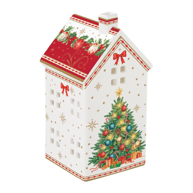 Свещник, порцеланов, 6.5 x 6.5 x 14.5 см, "Christmas Heritage" - Easy Life