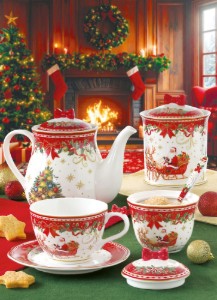 Чайник с капак, порцелан, 900 мл, "Christmas Heritage" - Easy Life