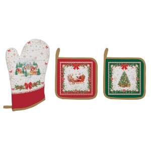 Комплект кухненски ръкавици и 2 стойки за готвене, "Christmas Heritage" - Easy Life