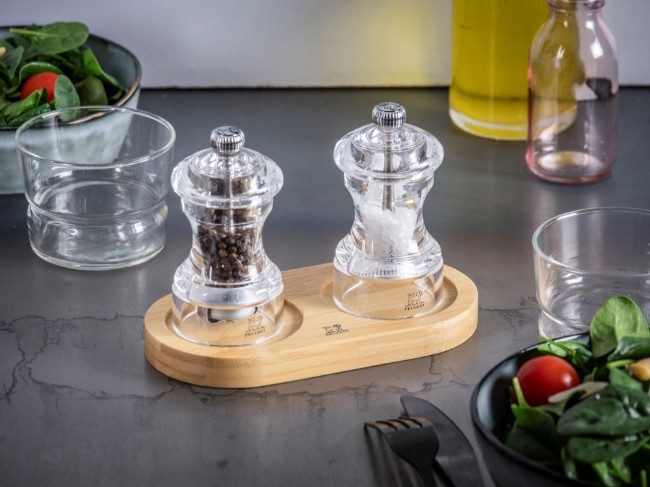 Поставка за 2 мелнички, без дръжка, бамбук, "Linea", Natural - Peugeot