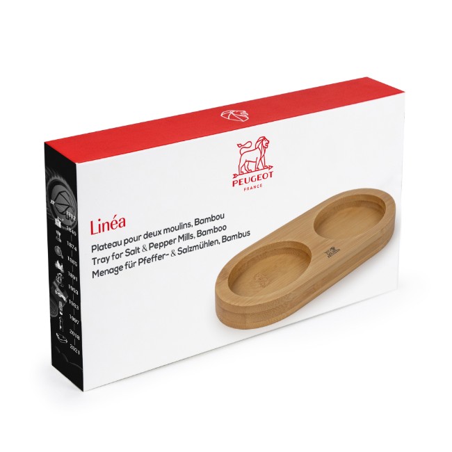 Поставка за 2 мелнички, без дръжка, бамбук, "Linea", Natural - Peugeot