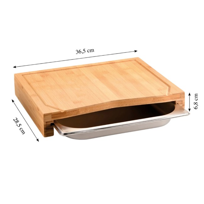 Бамбукова дъска за рязане, с тава за събиране GN 1/2, 36,5 x 28,5 см - Kesper