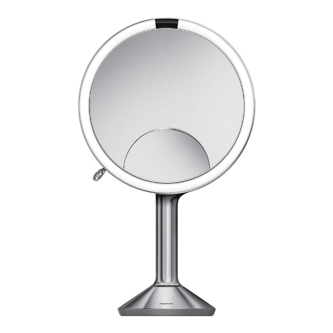 Огледало за грим със сензор, 23 см, "Trio", Brushed Stainless Steel - simplehuman